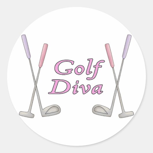Golf Diva Ronde Sticker (Voorkant)