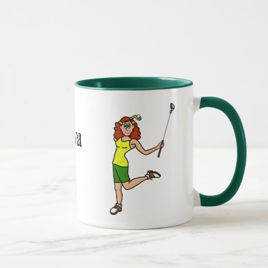 Golf Diva Rouge Hiar Femme Golfer Mug (Droite)