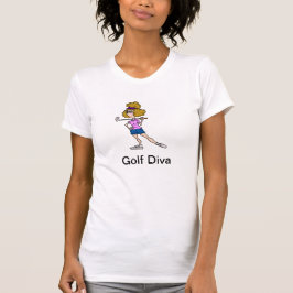 Golf Diva TShirt met Cartoon Woman Golfer