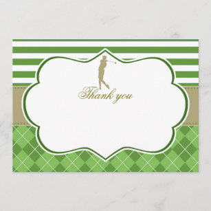 Golf d'or vert de carte de remerciements