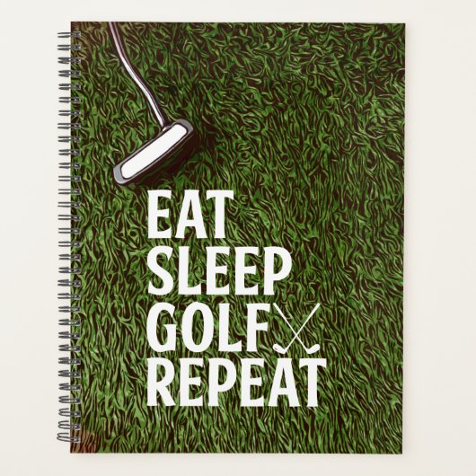 Golf Eat Sleep Golf Herhaal groene gras Golfer Planner (Voorkant)