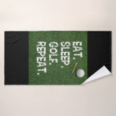 Golf Eat Sleep Golf Herhalen met putter en bal Badhanddoek (Badhanddoek)