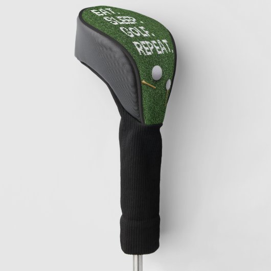 Golf Eat Sleep Golf Herhalen met putter en bal Golfheadcover (Schuin)