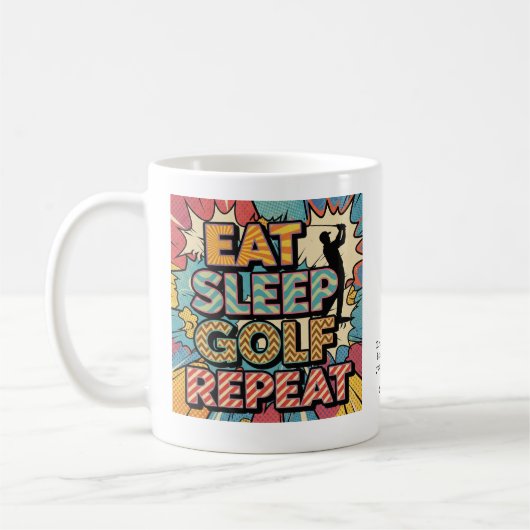 Golf Eat Sleep Repeat Pop Art Personalized Koffiemok (Links)