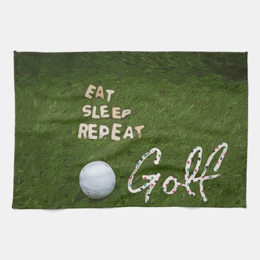 Golf Eat Sleep Serviette de cuisine pour Golfer (Horizontal)