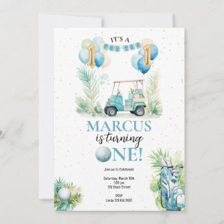 Golf Eerste Verjaardag uitnodiging