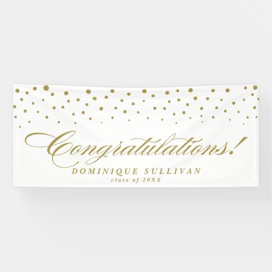 Golf Elegant Script Gefeliciteerd Confetti Stippen Spandoek (Horizontaal)