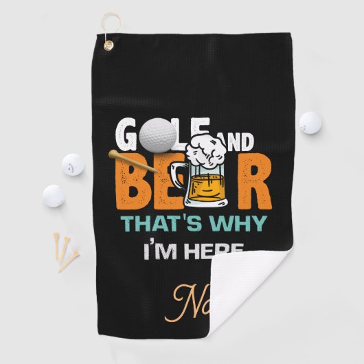 Golf en Beer daarom ben ik hier Golfhanddoek (Insitu)