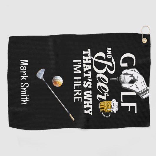 Golf en Bier Daarom ben ik hier Golfhanddoek (Horizontaal)