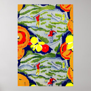 golf en bloemen poster