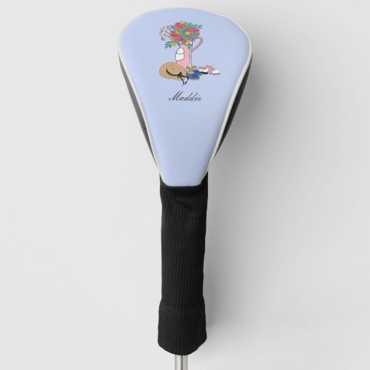 Golf en Gardening - Gepersonaliseerde dames Golfheadcover (Voorkant)