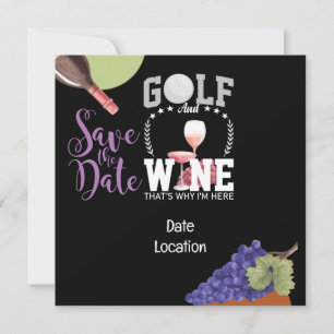 Golf en wijn voor golfer sparen de datum uitnodigi save the date