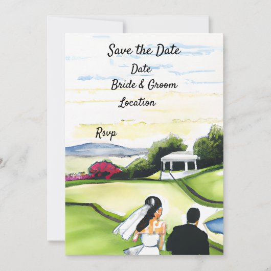Golf Enregistrez la date Invitation de mariage Aqu (Devant)