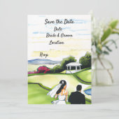 Golf Enregistrez la date Invitation de mariage Aqu (Debout devant)