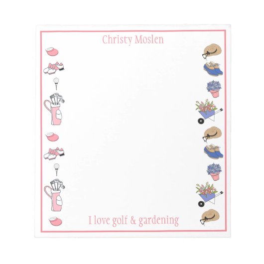 Golf et jardinage Bloc-notes personnalisé (Devant)