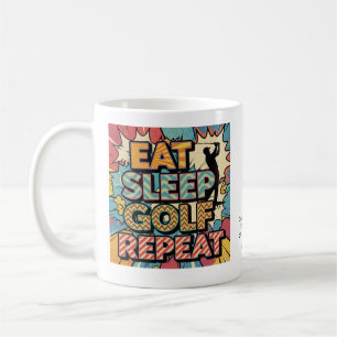 Golf Eten Slapen Herhalen Pop Art Persoonlijk Koffiemok