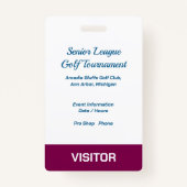 Golf Event Security Badge – Security & Access Pass (Achterkant)