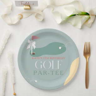 Golf Fairway Roze Vlag Strik Meisjes Verjaardag Pa Papieren Bordje