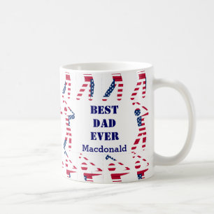 GOLF FAN Best Dad ever Personated USA Flag Koffiemok