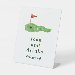 Golf Feest Eten en Drinken Bord Reclamebord Met Voetstuk