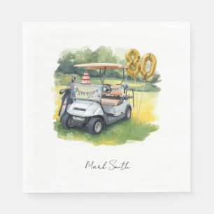 Golf Feestje  80ste verjaardag met golfkar op de g Servet