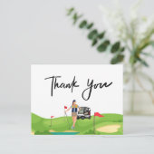 Golf femme carte de remerciements avec voiturette  (Debout devant)