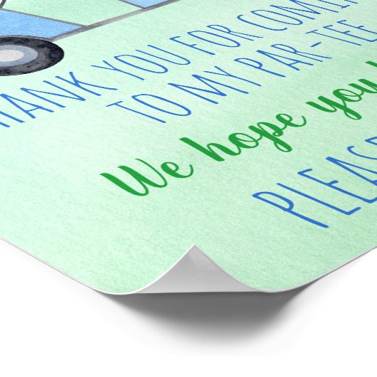 Golf First Birthday Par-t-shirt Favor Sign Poster (Hoek)