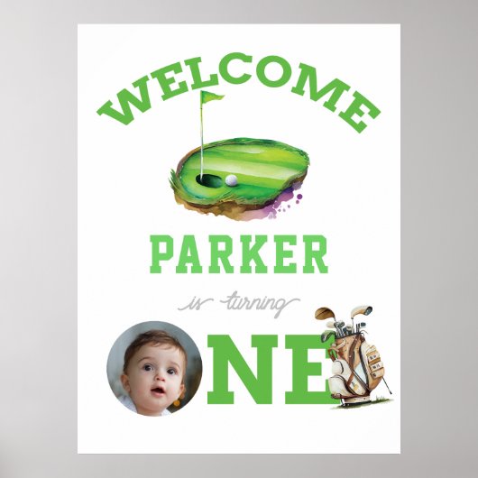 Golf First Birthday Partee Affiche de bienvenue (Devant)