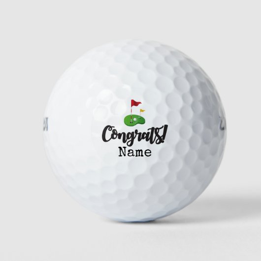 Golf Flag Congrats Gefeliciteerd Golf Balls Golfballen (Voorkant)