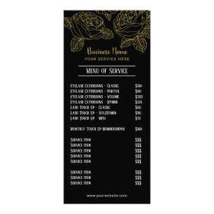 Golf Floral Pattern Black Eyelash Salon Reclamekaart