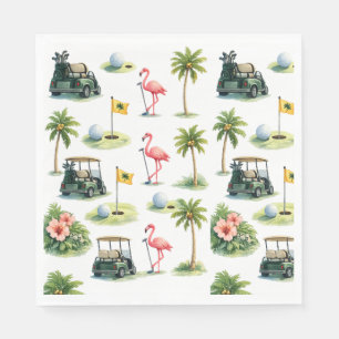 Golf Florida gethematiseerd met flamingo Servet