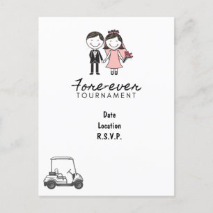 Golf FORE EVER golfbruiloft Save the Date golfer Briefkaart