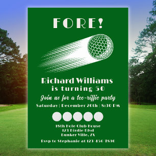 Golf Fore T-shirt-Riffic Green 50ste verjaardagsfe Kaart