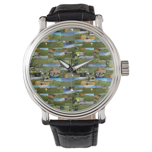 Golf, fotokleurig, Mannen leder Watch Horloge (Voorkant)