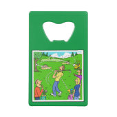 Golf Freak Shot & Bunker Cartoons. Kredietkaart Flessenopener (Voorkant)