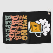 Golf Funny Gezegde Swing Swear Drink Herhaal Golfhanddoek (Horizontaal)