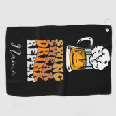 Golf Funny gezegde zingende drink herhaling Golfhanddoek (Horizontaal)