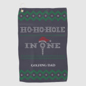 Golf Funny Ho Ho Hole en un bleu et vert serviette de g (Devant)