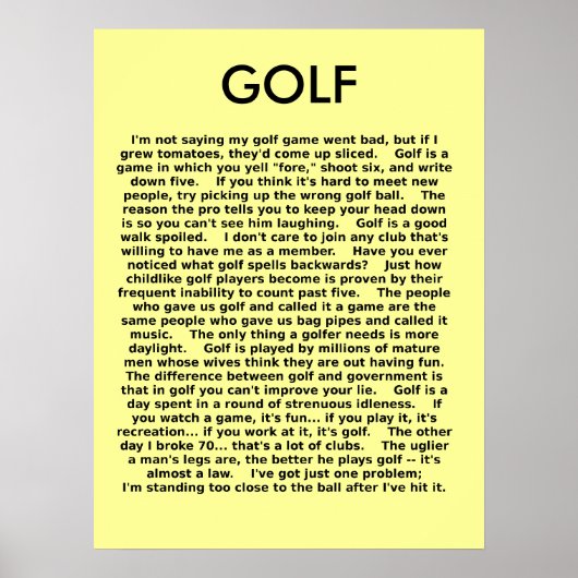 Golf Funny Poster Humor (Voorkant)