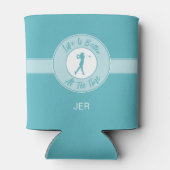 Golf Funny Saying Life Tee Time Monogram Teal Blikjeskoeler (Achterkant)