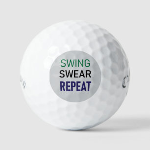 Golf Gag Cadeau – Zwaai, Zweer, Herhaal Golfballen