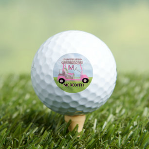 Golf Gal Monogram Roos Gold Diamond Cart Golfballen