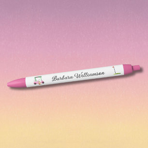 Golf Gal Roze Winkelwagen Vlag Gepersonaliseerde N Zwarte Inkt Pen