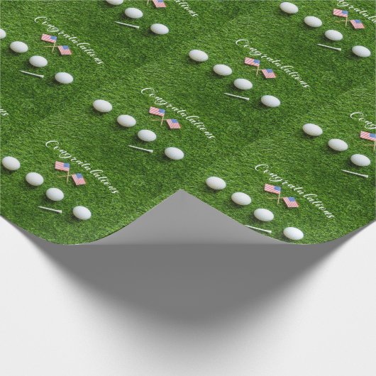 Golf Gefeliciteerd met Amerikaanse Golfer met vlag Cadeaupapier (Hoek)