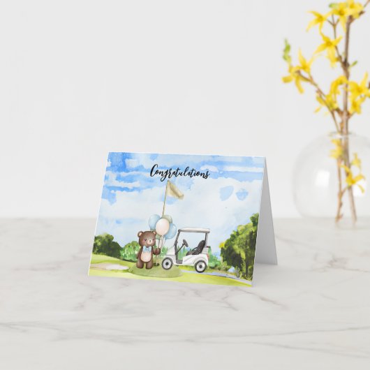 Golf Gefeliciteerd met Baby Golfer Het is Boy Kaart (Gele Bloem)