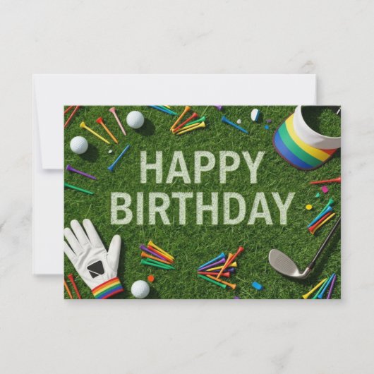 Golf Gelukkig Verjaardag op Groen Kaart (Voorkant)