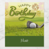 Golf Gelukkige Verjaardag met golfbal en ijzer Wijn Etiket (Enkel label)