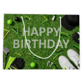 Golf Gelukkige Verjaardag op Groen Grote Cadeautas (Achterkant)