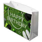 Golf Gelukkige Verjaardag op Groen Grote Cadeautas (Achterkant Gekanteld)
