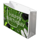 Golf Gelukkige Verjaardag op Groen Grote Cadeautas (Voorkant Gekanteld)
